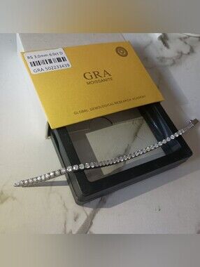 New Moissanite Diamond Tennis Bracelet 3mm 7 inch   Brilliant Round Cut GRA